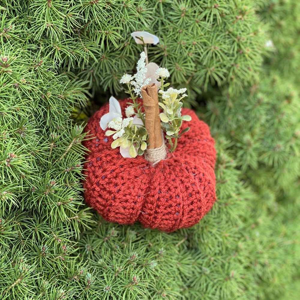 Halloween Fall Decor Handmade Crochet Pumpkin - Medium